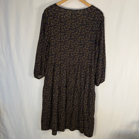 Toad&Co Manzana Tiered Dress, 100% Organic Cotton Multicolor Floral POCKETS midi - Picture 5 of 15